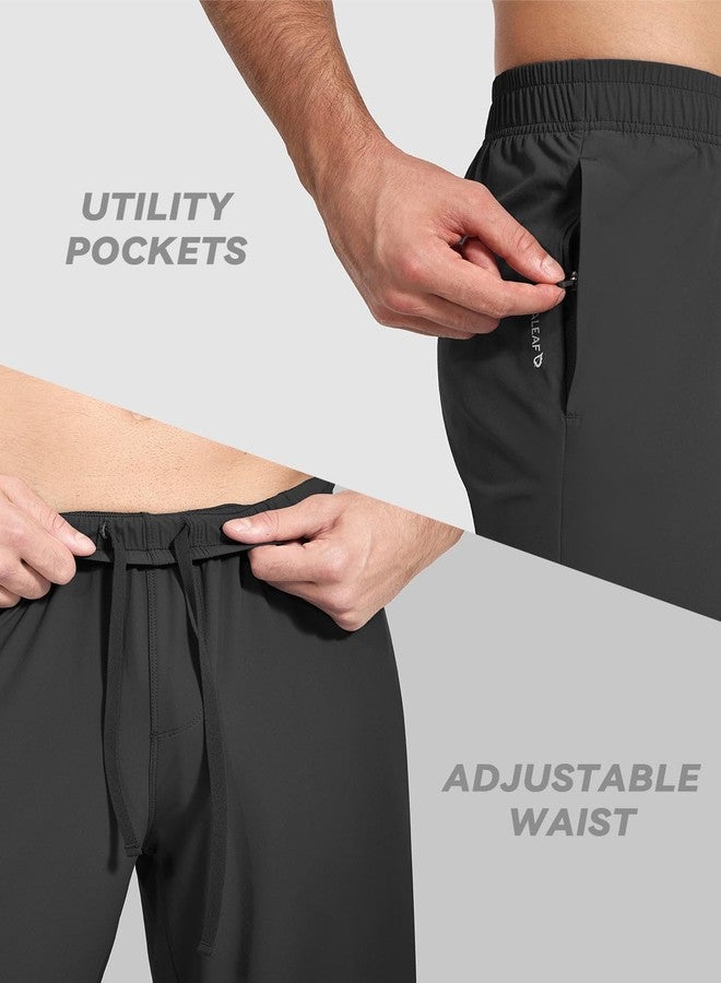 baleaf Men's Running Pants Elastic Waist Lightweight Jogging Stretch Golf Workout Pants with Zipper Pockets Black L - Image 3